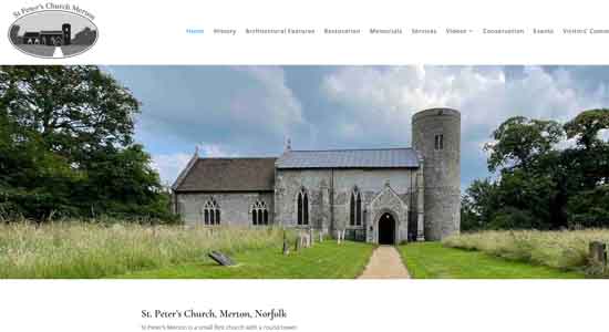St Peters Church Merton front page - Norfolk Web Designers Portfolio