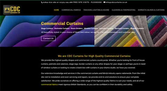 CDC Curtains front page - Norfolk Web Designers Portfolio
