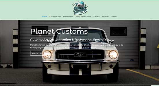 Planet Customs front page - Norfolk Web Designers Portfolio