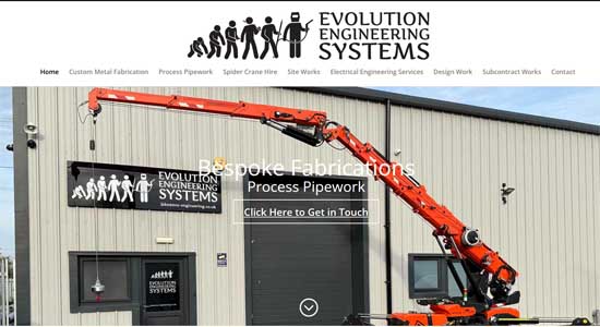 Evolution Engineering front page - Norfolk Web Designers Portfolio