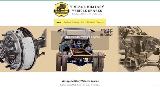 Vintage Bedford Spares website front page - Norfolk Web Designers Portfolio