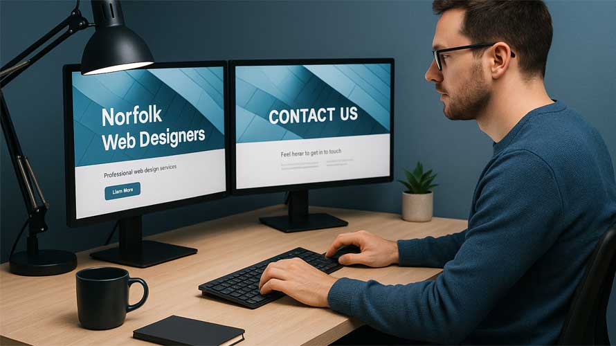 A web designer at work - Norfolk Web Designs A web designer at work - Norfolk Web Designs