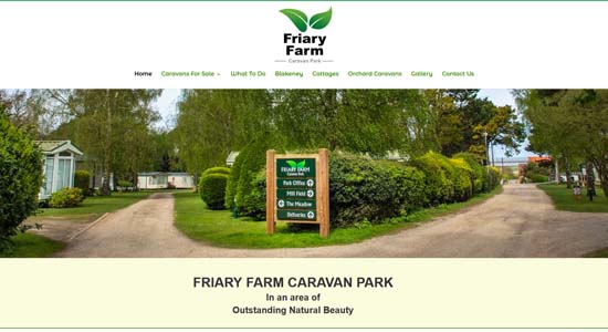 Friary Farm Friary Farm Caravans front page - Norfolk Web Designers Portfolio